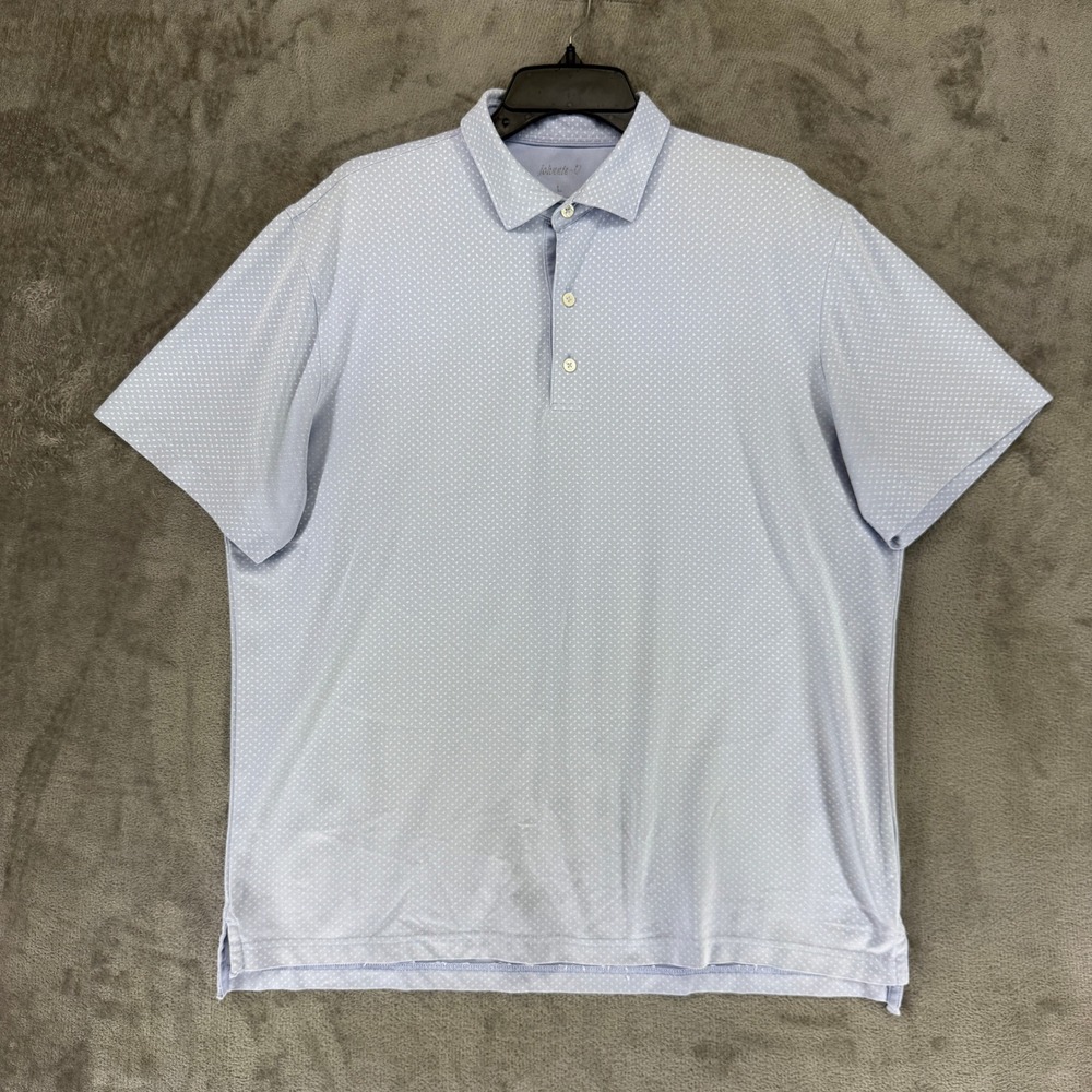 Johnnie-O Mens JMPO3400 Plum Crazy Blue Micro Print Golf Polo Shirt L Stretch